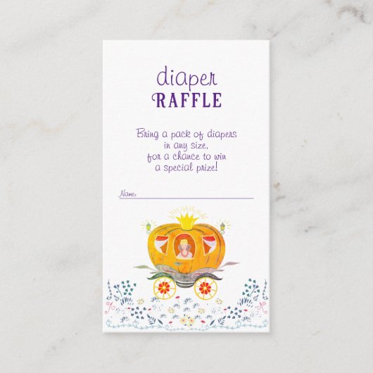 リトルカボチャプリンセスおむつラッフルベビーシャワー エンクロージャーカード (正面)