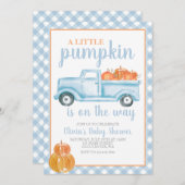 リトルカボチャベビシャワーブルートラック秋 招待状 (正面/裏面)