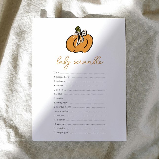 リトルカボチャベビースクランブルベビーシャワーゲーム (Cute little pumpkin Baby Shower Baby Scramble game.)
