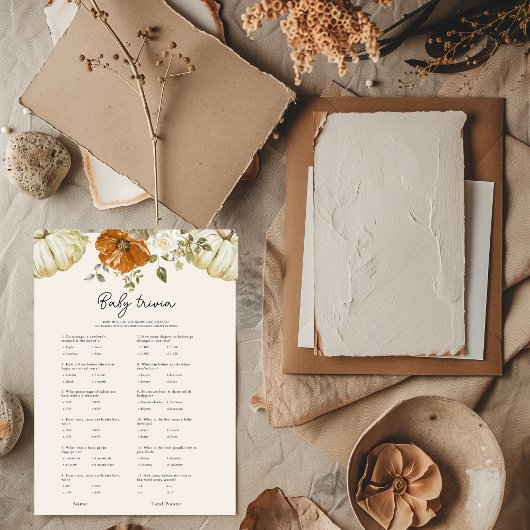 リトルカボチャベビートリビアベビーシャワーカード 招待状
