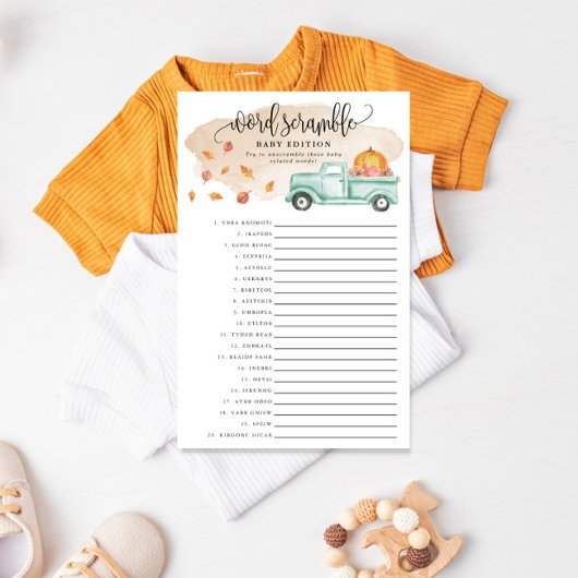 リトルカボチャベビー単語スクランブル紙ゲームカード チラシ