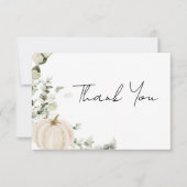 リトルカボチャホワイト秋ベビーシャワー サンキューカード (正面)