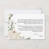 リトルカボチャホワイト秋ベビーシャワー サンキューカード (裏面)