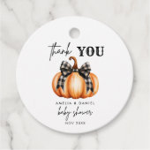 リトルカボチャモダンオレンジブラックメッセージカード フェイバータグ (正面)