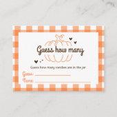 リトルカボチャヴィンテージ赤ちゃんシャワー数を推測 エンクロージャーカード (正面)