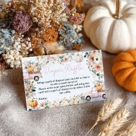 リトルカボチャートラックおむつラッフルベビーシャワー エンクロージャーカード