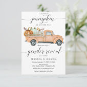 リトルカボチャートラック性別リビール招待状カード 招待状 (スタンド正面)