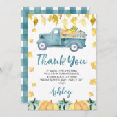 リトルカボチャートラック赤ちゃんシャワーサンキューカード 招待状 (正面/裏面)