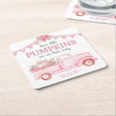 リトルカボチャ三連子女の赤ちゃんシャワー スクエアペーパーコースター (アングル)