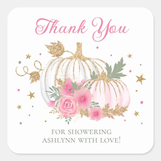 リトルカボチャ双子の女の子の赤ちゃんシャワーありがとう スクエアシール (正面)