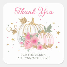 リトルカボチャ双子の女の子の赤ちゃんシャワーありがとう スクエアシール