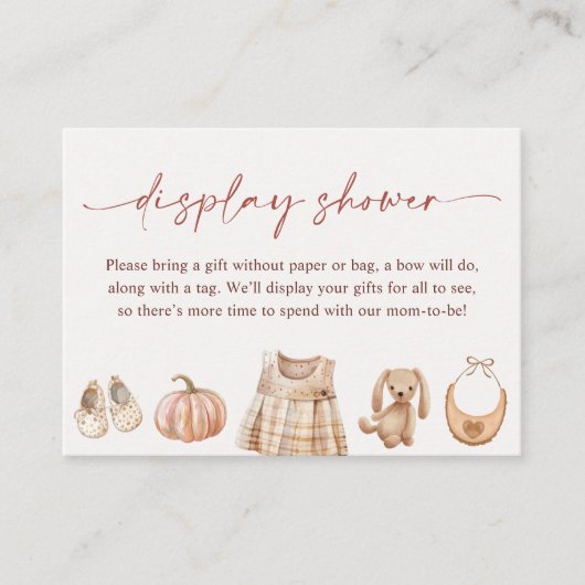 リトルカボチャ女の子の赤ちゃんシャワー表示シャワー エンクロージャーカード (正面)