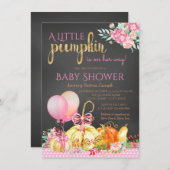 リトルカボチャ女の子チョークボード秋ベビーシャワー 招待状 (正面/裏面)