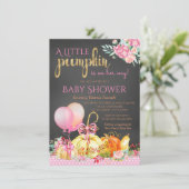 リトルカボチャ女の子チョークボード秋ベビーシャワー 招待状 (スタンド正面)