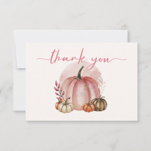 リトルカボチャ女の子ピンク赤ちゃんシャワーありがとう サンキューカード (正面)