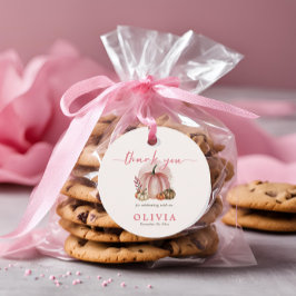 リトルカボチャ女の子ピンク赤ちゃんシャワーありがとう フェイバータグ