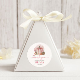 リトルカボチャ女の子ピンク赤ちゃんシャワーありがとう ラウンドシール