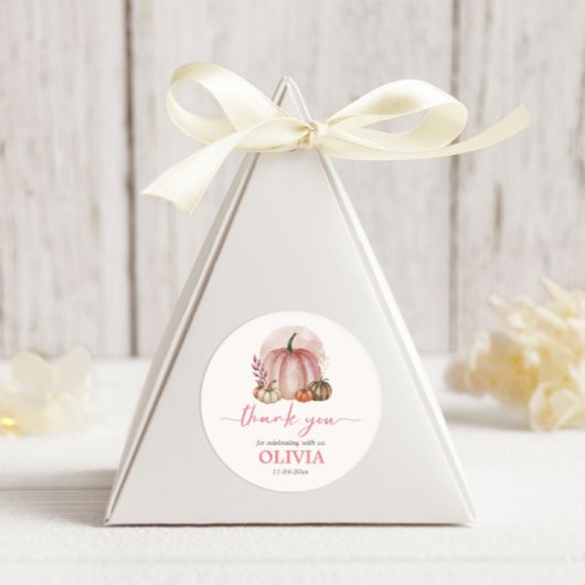 リトルカボチャ女の子ピンク赤ちゃんシャワーありがとう ラウンドシール