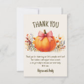 リトルカボチャ女の子ベイビーシャワーありがとう サンキューカード (正面)