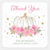リトルカボチャ女の子ベイビーシャワーありがとう スクエアシール (正面)