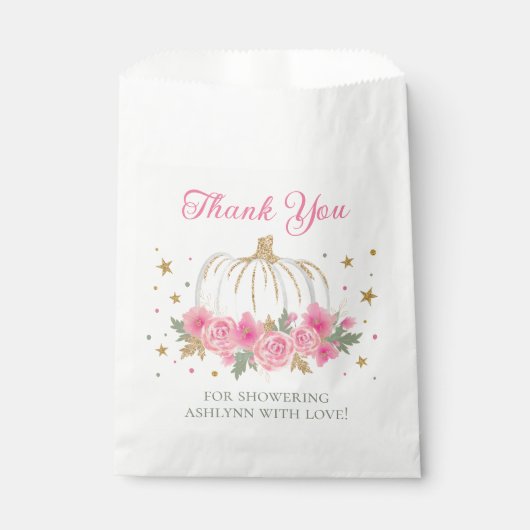 リトルカボチャ女の子ベイビーシャワーありがとう フェイバーバッグ (正面)