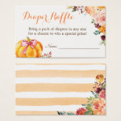 リトルカボチャ女の子ベビーシャワーおむつラッフルカード (正面&裏面)