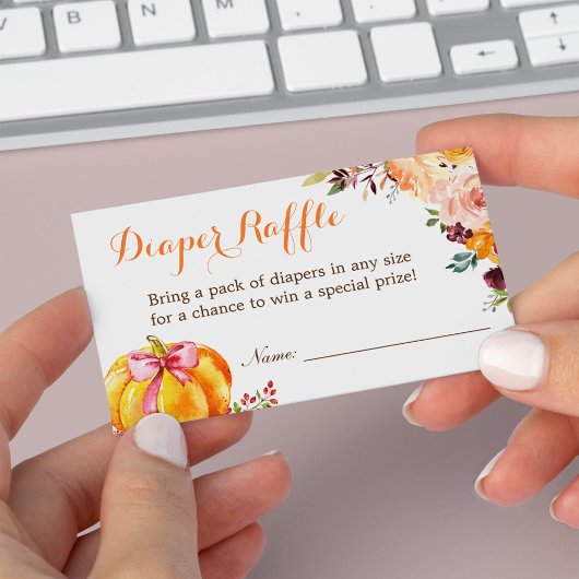 リトルカボチャ女の子ベビーシャワーおむつラッフルカード