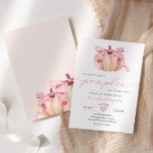 リトルカボチャ女の子ベビーシャワーピンクボウコケット 招待状