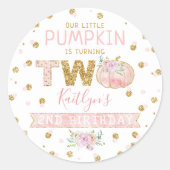 リトルカボチャ女の子2nd誕生日 ラウンドシール (正面)