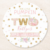 リトルカボチャ女の子2nd誕生日 ラウンドペーパーコースター (正面)
