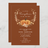 リトルカボチャ山花テラコッタベビーシャワー 招待状 (正面/裏面)