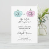 リトルカボチャ性別がハロウィーンの赤ちゃんシャワーを明らかにする 招待状 (スタンド正面)