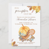 リトルカボチャ恐竜秋赤ちゃんシャワーの招待 招待状 (正面)