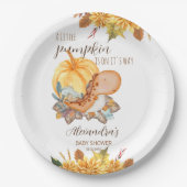 リトルカボチャ恐竜秋赤ちゃんシャワー ペーパープレート (正面)