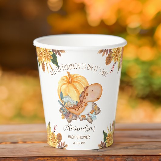 リトルカボチャ恐竜秋赤ちゃんシャワー 紙コップ