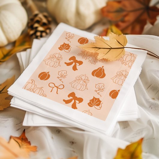 リトルカボチャ手描きオレンジ色の赤ちゃんシャワー スタンダードカクテルナプキン