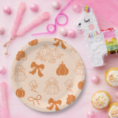 リトルカボチャ手描きオレンジ色の赤ちゃんシャワー ペーパープレート (パーティー)