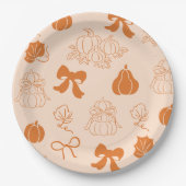 リトルカボチャ手描きオレンジ色の赤ちゃんシャワー ペーパープレート (正面)