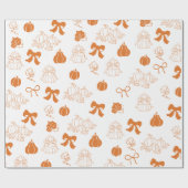 リトルカボチャ手描きオレンジ色の赤ちゃんシャワー ラッピングペーパー (フラット)