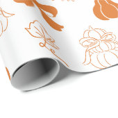 リトルカボチャ手描きオレンジ色の赤ちゃんシャワー ラッピングペーパー (ロールコーナー)