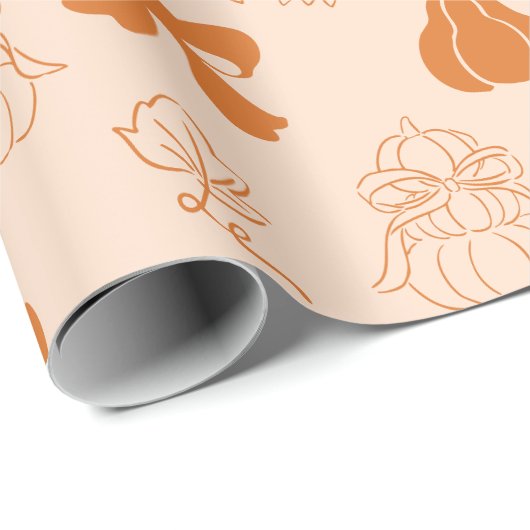 リトルカボチャ手描きオレンジ色の赤ちゃんシャワー ラッピングペーパー (ロールコーナー)