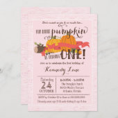 リトルカボチャ最初の誕生日パーティーピンク 招待状 (正面/裏面)