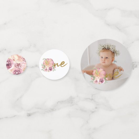 リトルカボチャ最初の誕生日ピンクの写真 コンフェッティ (裏面)