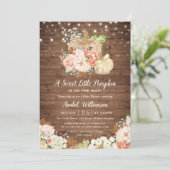 リトルカボチャ木材ストリングライト秋ベビーシャワー 招待状 (スタンド正面)