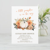 リトルカボチャ水カラーフローラガールベビーシャワー 招待状 (スタンド正面)