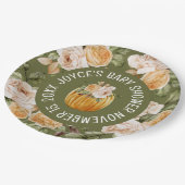 リトルカボチャ水カラーフローラ秋ベビーシャワー ペーパープレート (アングル)