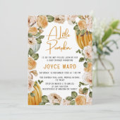 リトルカボチャ水カラーフローラ秋ベビーシャワー 招待状 (スタンド正面)