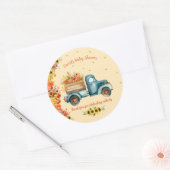 リトルカボチャ水カラーヴィンテージフローラトラック ラウンドシール (封筒)