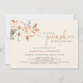 リトルカボチャ水カラー秋フローラベビーシャワー 招待状 (正面)