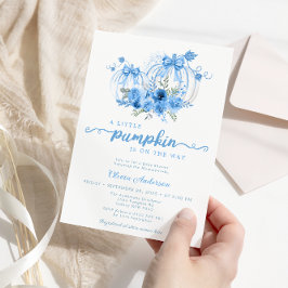 リトルカボチャ水カラー秋ベビーシャワー 招待状